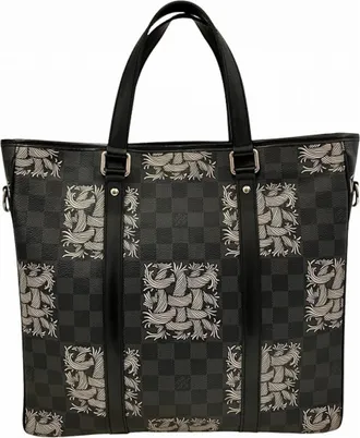 Louis Vuitton Black Gray White Handbag Tote Bag (Pre-Owned)
