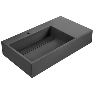 Beliani Lavabo Suspendido De Pared Cl&aacute;sico Rectangular Fundici&oacute;n Mineral Acabado Mate 75 X 43 Cm Negro Cusco