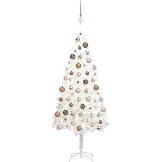vidaXL &Aacute;rbol De Navidad Artificial Con Luces Led Y 150 Cm De Bolas Blancas