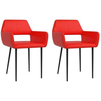 vidaXL Sedie da Pranzo 2 pz Rosse in Similpelle vidaXL