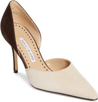 Manolo Blahnik Taylerbinu dOrsay Pump in Light Beige/Dark Brown at Nordstrom, Size 10.5Us