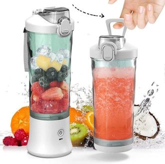 OEM Licuadora Port&aacute;til Inal&aacute;mbrica Para Batidos Y Smoothies - 590 Ml Con 6 Cuchillas Y Tapa De Viaje - Blanca