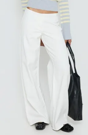 Princess Polly Hereos Mid Rise Baggy Wide Leg Jeans in White at Nordstrom, Size 12