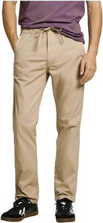 Pepe Jeans London Broeken, Heren, Beige, W36, Katoen, Comfortabele Pull On Chino Broek