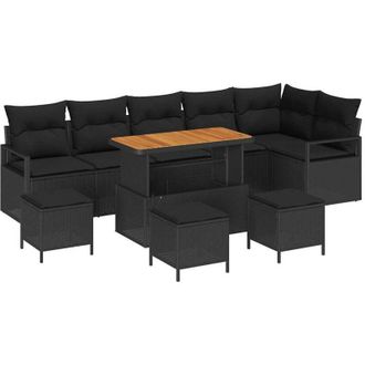 vidaXL Vidaxl - Conjunto De Sof&aacute; De Jard&iacute;n Con Coj&iacute;n 9 Pcs Gris 90 X 55 X 71 Cm