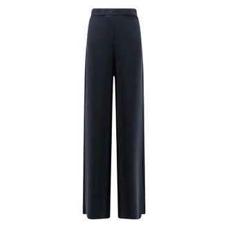 Max Mara Mxmalaggio Wide Broeken - Dames - Broeken - Blauw - Maat: S Leer