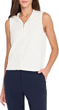 Tahari by ASL Zip-Up Hooded Sweater Vest in Ivory at Nordstrom, Size X-Small