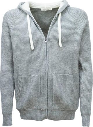 Luigi Bianchi Mantova Felpa in maglia con cappuccio - Heren - Vesten - Grijs - S - Wol - Truien & Vesten