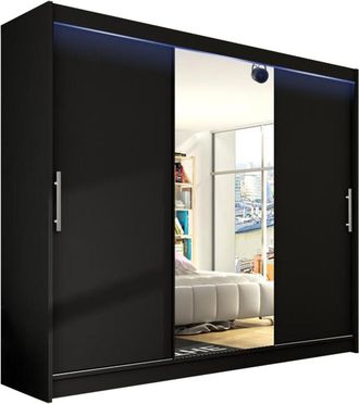 Mirjan24 Mobilier1 - Armario Closico 122, Negro, 215x250x58cm, Puertas De Armario: Correderas, N&uacute;mero De Estantes: 0, Led