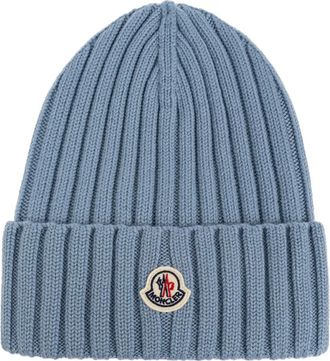 Moncler Accessoires, Dames, Blauw, ONE Size, Wol, Wollen muts