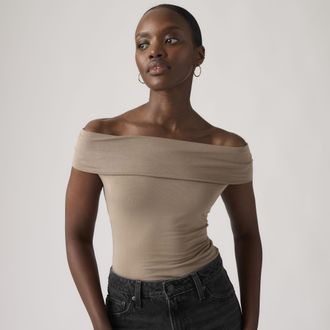 Levi's Tori Twisted Knit Top - Womens - XS - Beige / Pine Bark