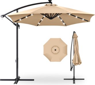 Best Choice Products 10ft Solar LED Offset Hanging Outdoor Market Patio Umbrella w/ Adjustable Tilt