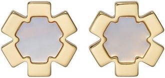 Tory Burch Forget Me Not Mother-of-Pearl Stud Earrings in Tory Gold /Mother Of Pearl at Nordstrom
