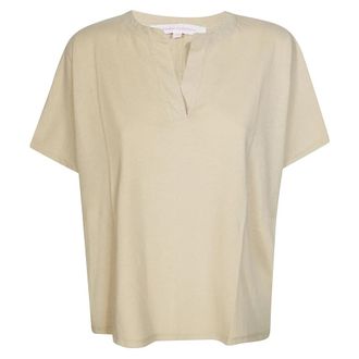 Absolut Cashmere Tiffany Polo Aperta Lino - Dames - T-shirts - Beige - XS - Linnen - Tops