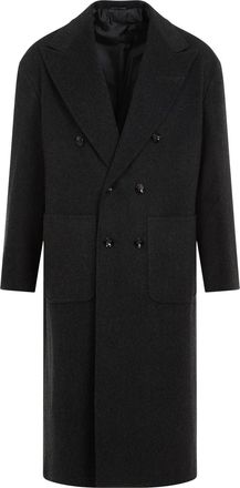 Kiton Dark Grey Tib Virgin Wool Coat-Uomo