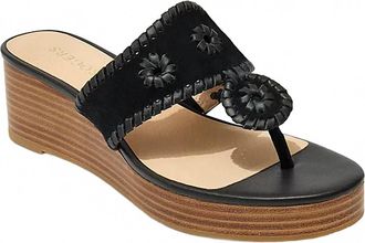 Jack Rogers Womens Jacks Mid Wedge Platform Thong Sandals In Black