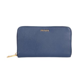 Prada Blue Leather Long Wallet (Bi-Fold) (Pre-Owned)
