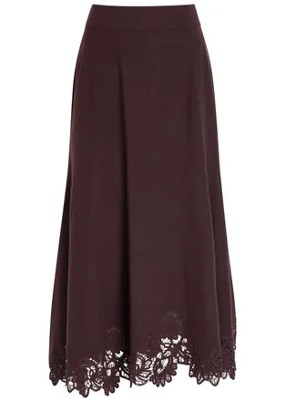 Zimmermann Valiant Lace-trim Wool Midi Skirt - Brown - 2 (UK 12 / M)