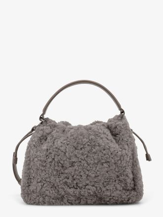 Brunello Cucinelli Borsa a secchiello Bucket Mellow Small in shearling Fuzzy - BRUNELLO CUCINELLI - gender_Woman