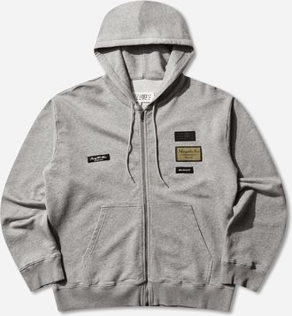 Maison Margiela Men s Label Patch Zip Hoodie Light Grey Melange