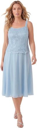 Roaman's Glitter & Lace Jacket Dress Set in Pale Blue at Nordstrom, Size 20
