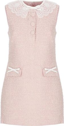 Self Portrait Kleedjes, Dames, Roze, S, Wol, Boucle Mini Jurk