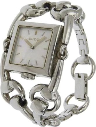 Gucci Pre-owned Watches, female, White, Size: ONE SIZE Pre-owned Stainless Steel Watch