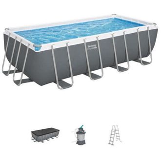 Bestway Piscina Desmontable Tubular Bestway Steel Pro Max Rectangular 488 X 244 X 122 Cm Con Depuradora De Arena De 3.596 L/h, Escalera Y Cobertor