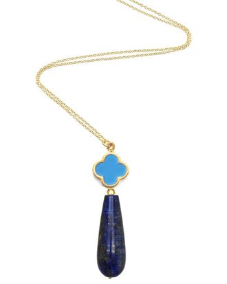 Liv Oliver 18K Plated 30.00 Ct. Tw. Lapis, Turquoise Necklace