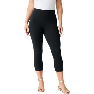 Roaman's Plus Size Essential Stretch Capri Legging in Black at Nordstrom, Size 20