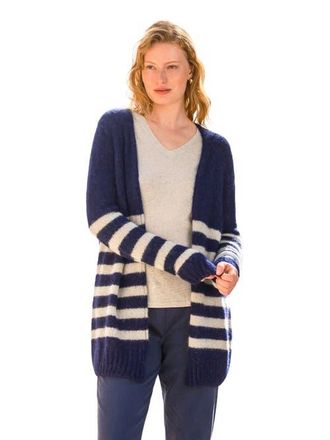 Celtic & Co. Longline Edge To Edge Cardigan in Navy /Oatmeal at Nordstrom, Size X-Small