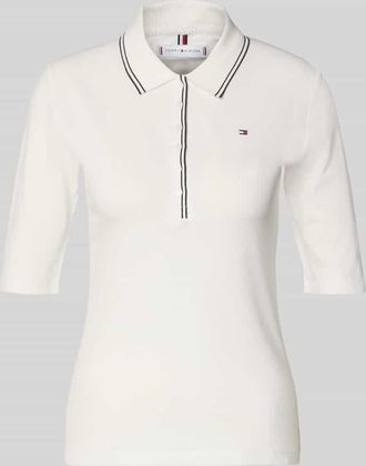 Tommy Hilfiger Slim Fit Poloshirt aus Lyocell-Mix in Ecru, Gr&ouml;&szlig;e XL