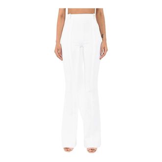 Elisabetta Franchi Dames, Broeken, Wit, Maat: 2XL Satijn