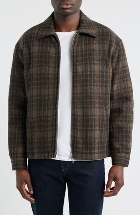 Frame Denim Insulated Check Wool Tweed Jacket in Brown Plaid at Nordstrom, Size X-Large
