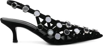 The Attico Zwarte Slingback Pumps Stijlvol Ontwerp - Dames - Pumps - Zwart - 36 EU - Leer - Schoenen