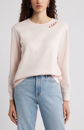 Caslon Ciao Embroidered Sweatshirt in Pink Fresco Red Ciao at Nordstrom Rack, Size Xx-Small