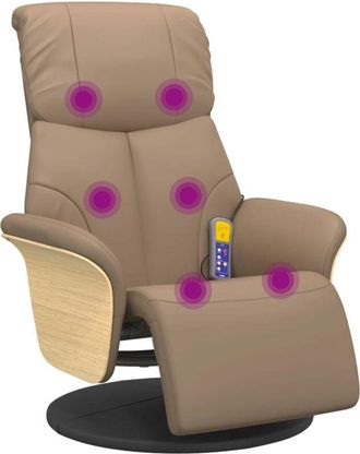 vidaXL Sill&oacute;n Reclinable Masaje Reposapi&eacute;s Cuero Sint&eacute;tico Capuchino Vidaxl