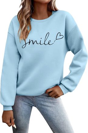 Generic Jumpers for Women UK - Fall Long Sleeve Shirts Ladies 2025 Crew Neck Fashion Hoodies Casual Long Sweatshirt Winter Casual Outwear Pullover Outfits Top