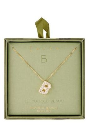 Leith Pav&eacute; Cubic Zirconia Initial Pendant Necklace in B- Clear- Gold at Nordstrom Rack