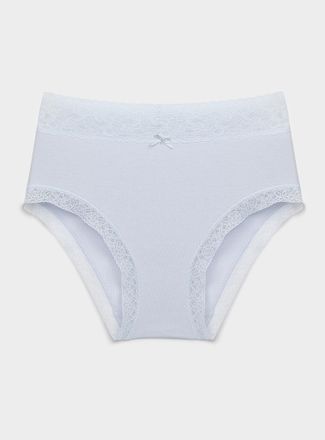 Miiyu Womens Lace trim high-waist bikini panty Organic cotton