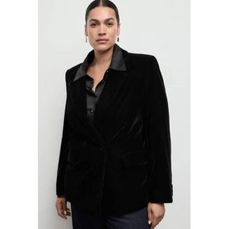 Mango fluwelen regular blazer zwart