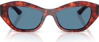 Ferrari 53mm Polarized Cat Eye Sunglasses in Havana Red /Polar Blue at Nordstrom