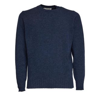 FILIPPO DE LAURENTIIS Round-neck Knitwear, male, Blue, 2XL, Crewneck Wool-Cashmere Jumper