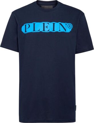 Philipp Plein T-Shirt Ronde Hals SS Spray Effect Print - Heren - T-shirts - Blauw - 2XL - Katoen - Tops