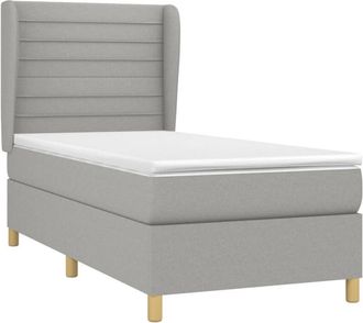 vidaXL Vidaxl - Cama Box Spring Con Colch&oacute;n Tela Gris Claro 90x190 Cm