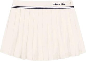 Sporty & Rich Serif Pleated Logo-embroidered Mini Skirt