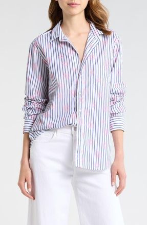 Frank & Eileen Eileen Relaxed Button-Up Shirt in Pink/blue/flower at Nordstrom, Size Xx-Small