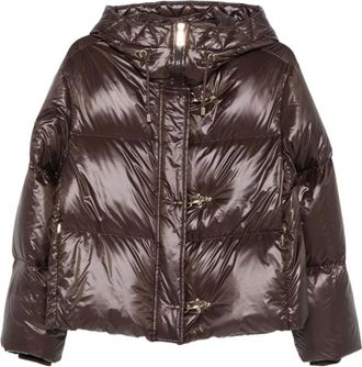 Fay Jassen, Dames, Bruin, XS, Leer, 3 Ganci Down Jacket