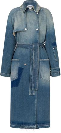 Moschino Mid-Length Denim Coat with Belted Waist