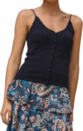 Skies Are Blue Clothing Skyler Crochet Cami Top In Navy